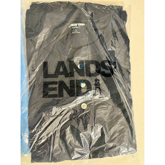 Lands End Short Sleeve Super-T Lot Of 3 Soft Cotton Sz Large Blue Mens New - Picture 4 of 5